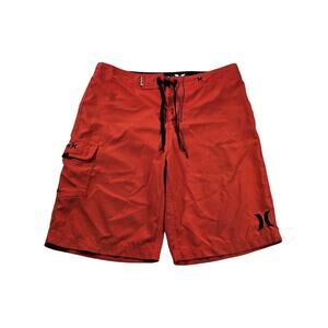 Hurley sz 32 high visibility drawstring hybrid board shorts swim trunks orange #
